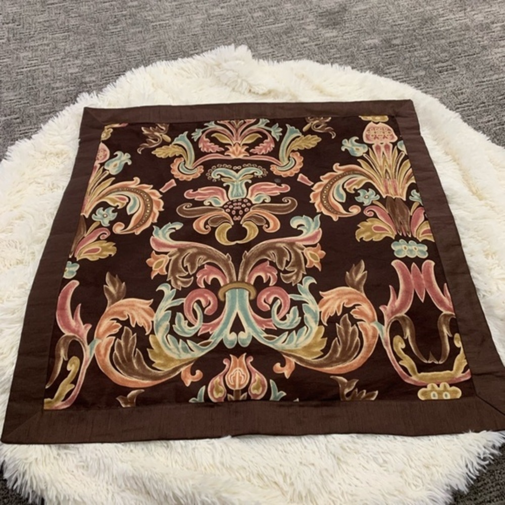 3 Euro Shams EUC Brown Floral Machine Washable 26x26